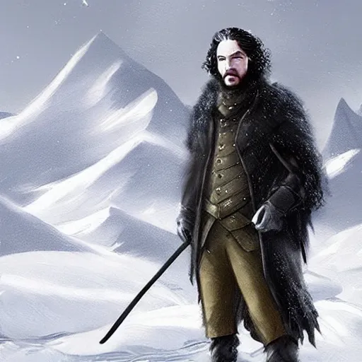 Prompt: john snow in an amazing and beautiful landscape, artstation