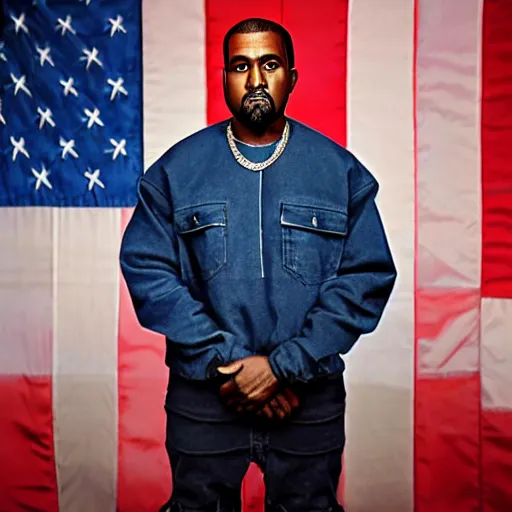 Prompt: official portrait of the United States president Kanye West, 2014. Photograph