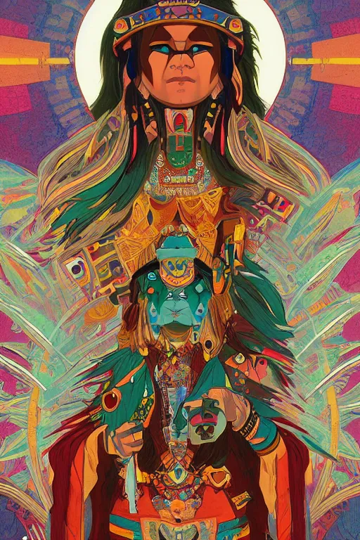 Prompt: Hopi kachina, symmetrical features, cinematic lighting, soft bokeh, fantasy, modern, colourful, highly detailed, digital painting, artstation, deviantart, concept art, sharp focus, illustration, by alphonse mucha