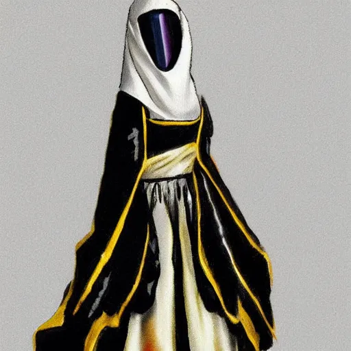 Image similar to female character inspired by venice carnival and nun | | art by greg rutswork and lois van barlee