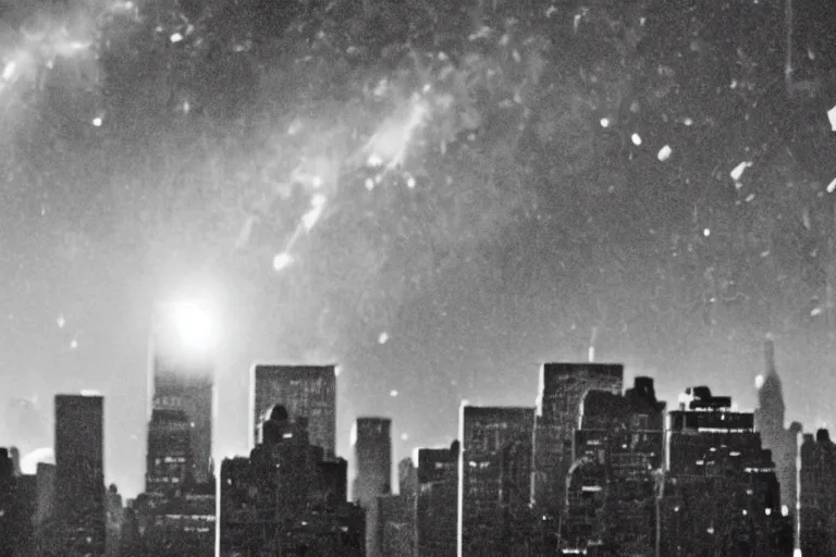 Prompt: cinematic shot of a comet hitting New York City. Riots and panic.