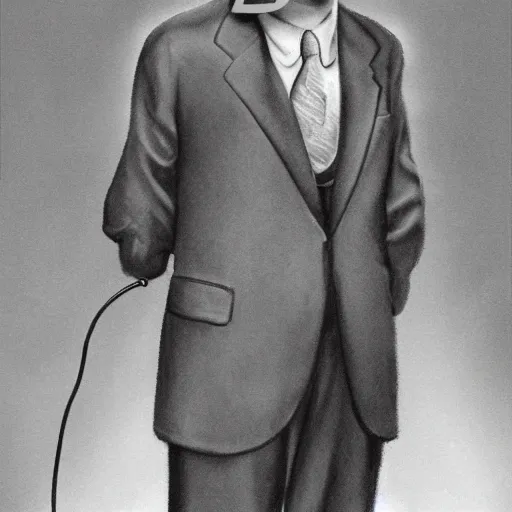 Image similar to A 1940's reporter in a suit with a microphone, photorealistic art, photo,