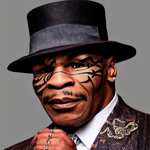 Image similar to Mike Tyson dressed in victorian clothing