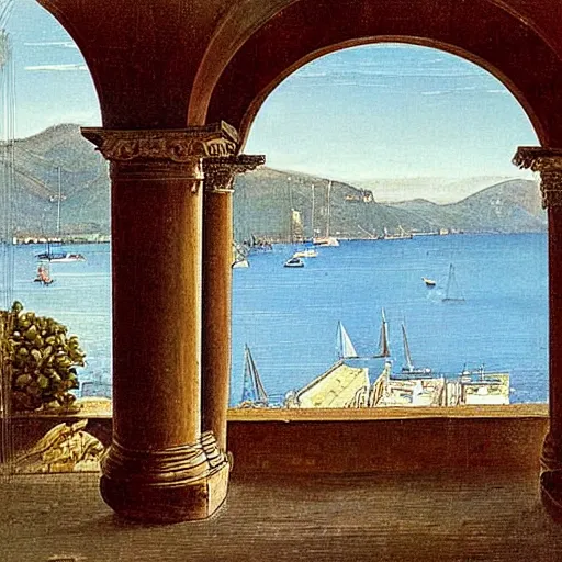Prompt: a loggia from procida by martinus rørbye, 1 8 3 5,