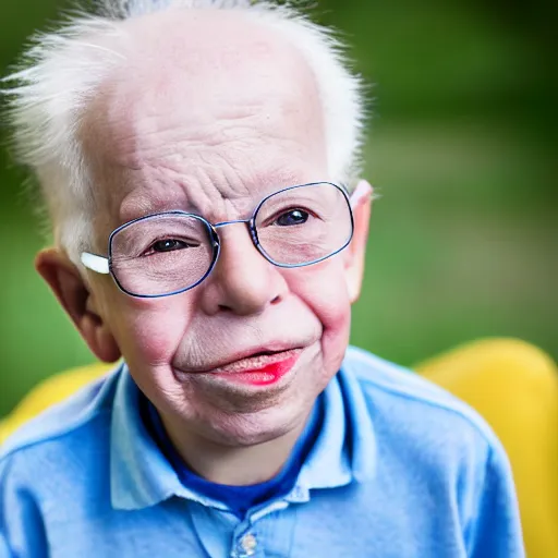 Image similar to dslr photo portrait still of 8 0 year old homer simpson at age 5!!!, 8 5 mm f 1. 8