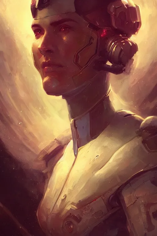 Image similar to A full portrait of a scifi heavy deep space freighter pilot, by Raymond Swanland Greg Rutkowski Lise Deharm, {perfect face}, {perfect eyes}, elegant regal posture