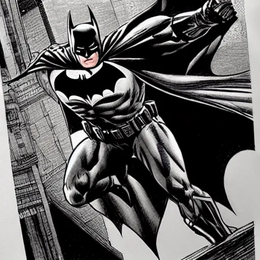 Image similar to DC Batman highly detailed pencil and ink sketch by David Finch