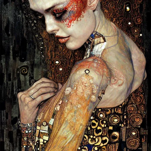 Image similar to demon, intricate detail, klimt, royo, whealan,