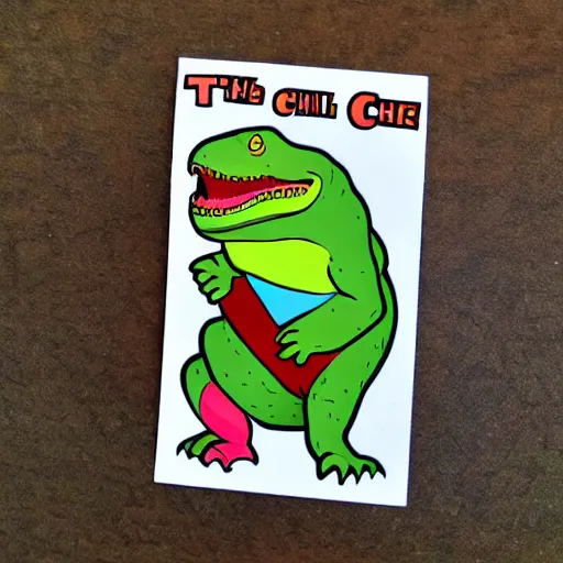 Image similar to cute trex, chili, cartoon, sticker, die cut