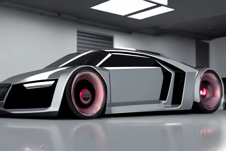 Image similar to cyberpunk audi concept inspired car, futuristic look, highly detailed body, very expensive, photorealistic camera shot, bright studio setting, studio lighting, crisp quality and light reflections, unreal engine 5 quality render