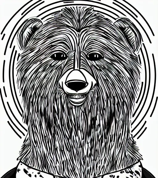 Image similar to expressive stylized master furry artist digital line art colored shaded drawing full body portrait character study of the anthro male anthropomorphic cartoon bear fursona animal person