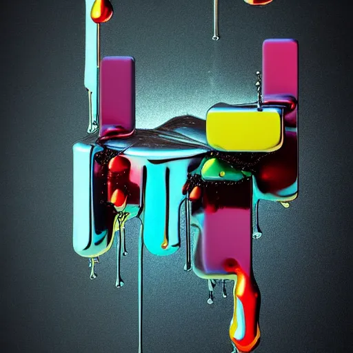 Prompt: abstract impossible chrome drippy sculpture, geometric shapes, concept art, 3D object, octane render, unreal engine, album cover art, by Alberto Seveso and David McLeod