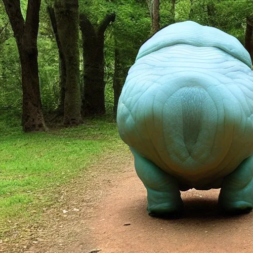 Image similar to a photo of a living 1 meter tardigrade with translucent skin walking in a park. the tardigrade evolved to be this large.