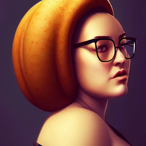 Prompt: portrait of a heavy stocky thinner gorgeous beautiful beautiful woman with a bundt bundt pan face, greek romanian, glasses, wide shot, digital art, detailed , 8k, trending on artstation