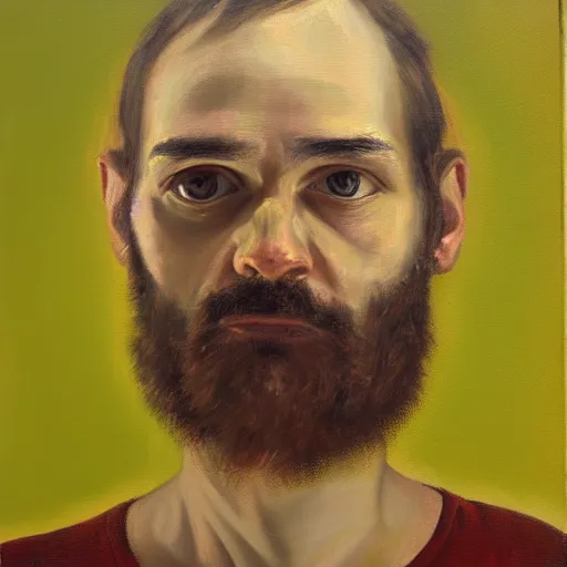 Image similar to arvo part, portrait, oil on canvas,