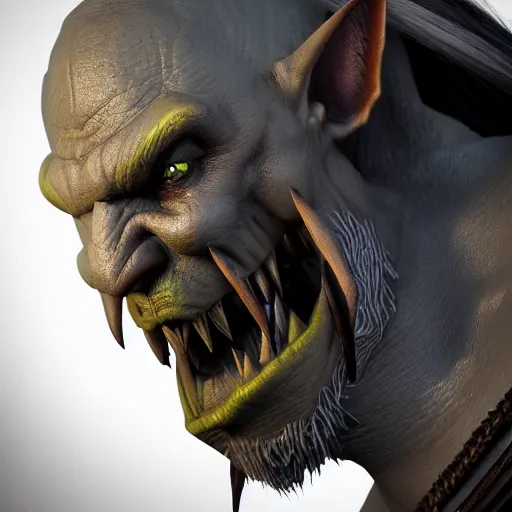 Image similar to full shot orc character by diablo, lord of the rings, final fantasy, warcraft, diablo, dark fantasy, moody, highly detailed, centered, artstation, smooth, sharp focus, octane render, maya render