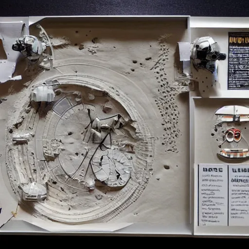 Image similar to paper diorama of the Apollo moon landing , realistic, intricate detail,