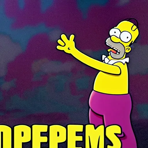 Image similar to Homer Simpson is Thanos movie. Cinematic, 4K