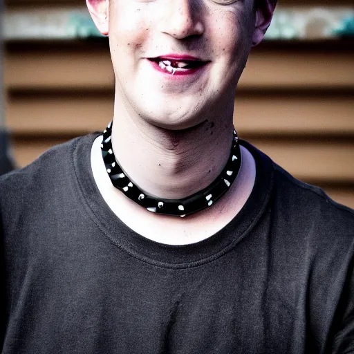 goth mark zuckerberg choker necklace punk rock dark | Stable Diffusion