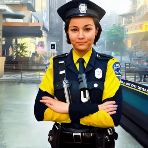 Prompt: a real young policewoman, whose photo was used as reference in designing judy hopps