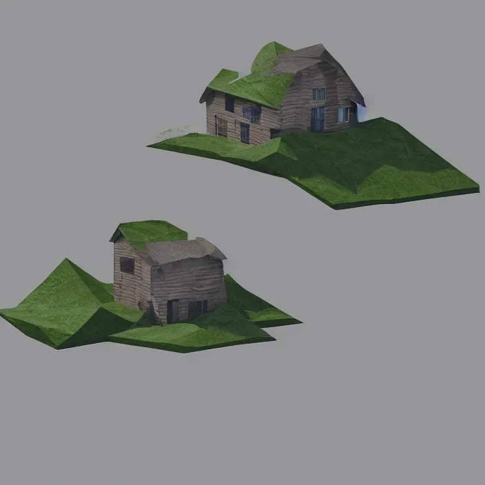 Image similar to a building in a landscape, low - poly