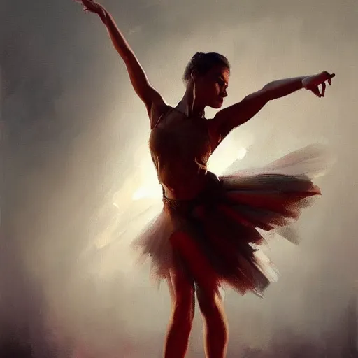 Image similar to oil painting dancer woman, with dancer men herb rose, by greg rutkowski, artstation