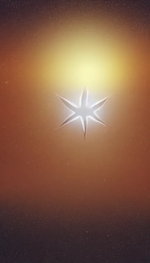 Image similar to beautiful star rising over the morning horizon, center of sky, stylized