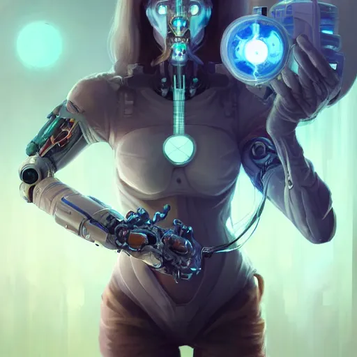 Image similar to a portrait of a beautiful cybernetic nurse, cyberpunk concept art by pete mohrbacher and wlop and artgerm and josan gonzales, digital art, highly detailed, intricate, sci-fi, sharp focus, Trending on Artstation HQ, deviantart, unreal engine 5, 4K UHD image
