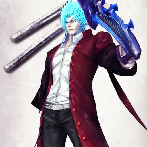 beautiful anime art of Dante from devil may cry by, Stable Diffusion