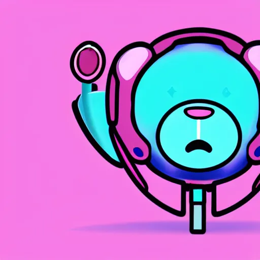 Image similar to iconic vector logo of cute cuddly pink bear with a podcast microphone, melodic, headphones, music, streaming, dreamy, isometric, adorable, octane render, golden ratio, 4k UHD, iconic design