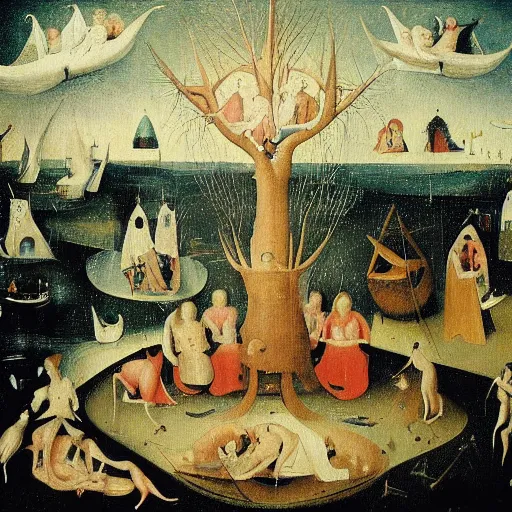 Prompt: a painting of the most relaxing thing in the world, in the style of hieronymus bosch.