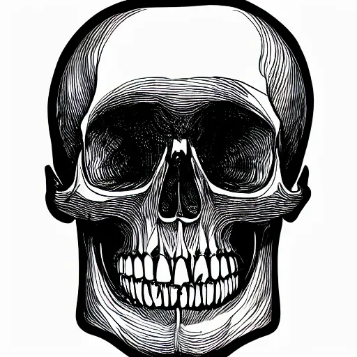 Image similar to human skull, single unbroken line, one line drawing, simple,