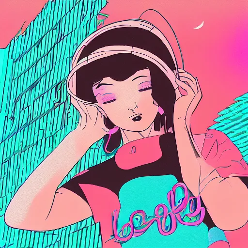 Image similar to lofi vaporwave retro futurism album artwork underground unknown lonely girl