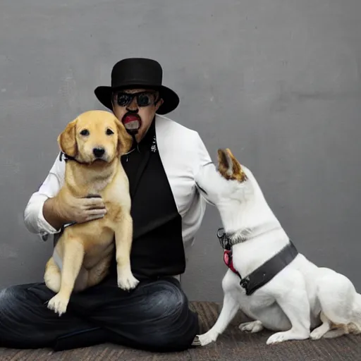 Image similar to dog mafia leader doge. photograph