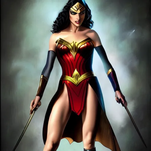 Prompt: an potrait of gal gadot cast of the zatana, photorealistic, high detail, full body shot.