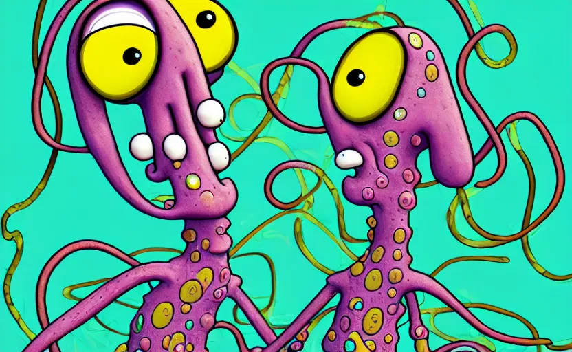 Image similar to squidward taking an acid trip, digital painting, intricate detail, highly detailed, trending on artstation, spongebob squarepants