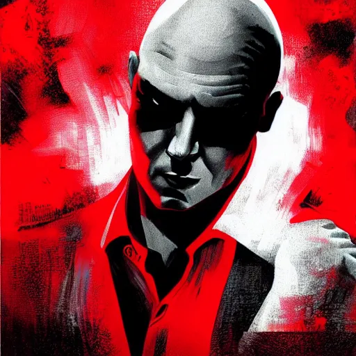 Prompt: a portrait of agent 4 7 laying down listening to music, black background, red rim light, highly detailed, smooth, sharp focus, art by maciej kuciara