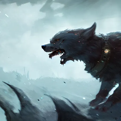 Prompt: fenrir digital art in the style of greg rutkowski and craig mullins, 4 k