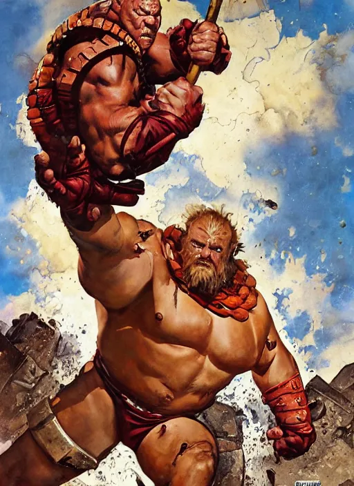 Image similar to full body and head portrait of Hafþór Júlíus Björnsson as juggernaut, dynamic action, painted by norman rockwell and phil hale and greg staples and tom lovell and frank schoonover and jack kirby