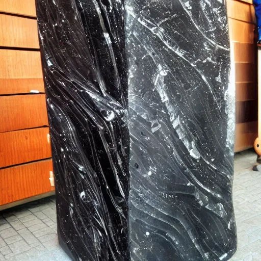 Image similar to black obsidian pillar made out of human shapes and figures, limbs, parts