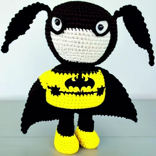 Image similar to crochet doll of snoop dog as batman