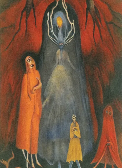 Image similar to an animation still painted by leonora carrington and remedios varo, tarot card, technicolor 4 k