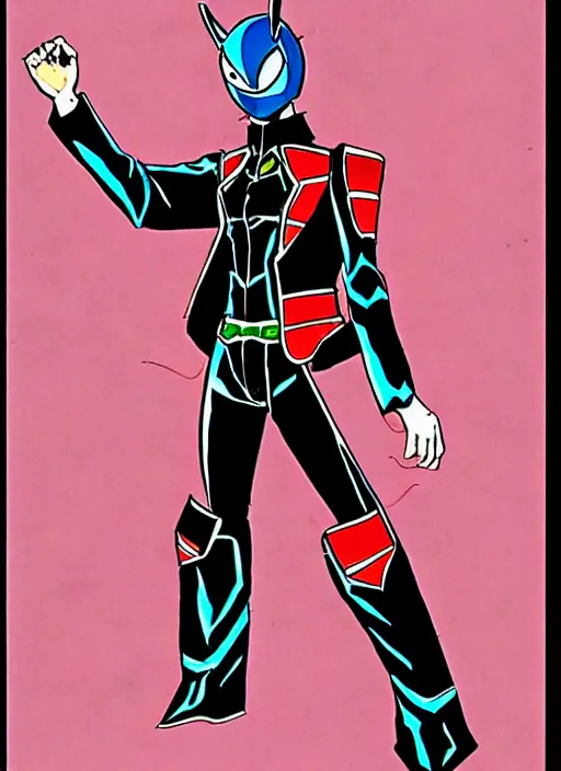 Image similar to kamen rider character, design by shotaro ishinomori, an 1 9 8 7 film