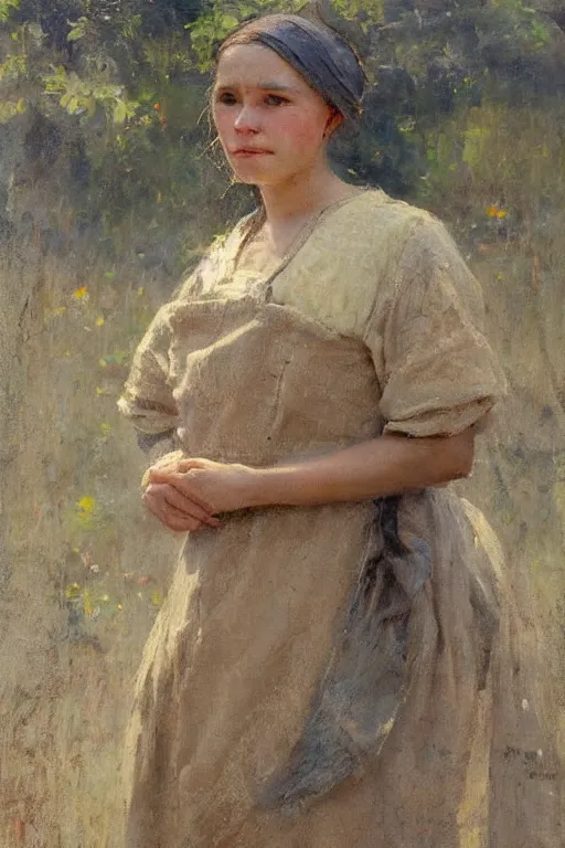 Image similar to Richard Schmid and Jeremy Lipking and Antonio Rotta full length portrait painting of a young beautiful traditonal bible character woman