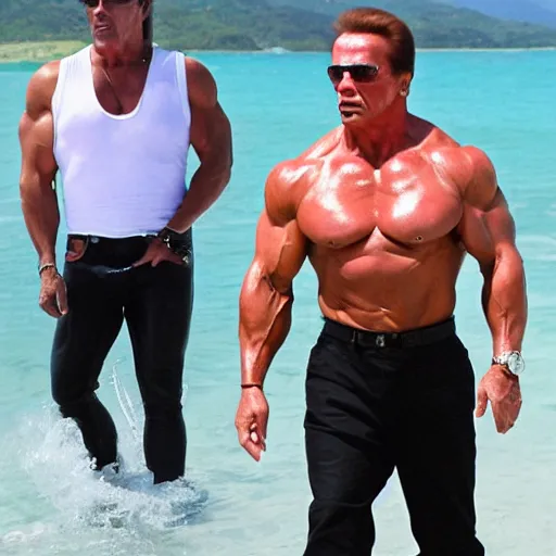 Image similar to Arnold Schwarzenegger as Kim Kardashian