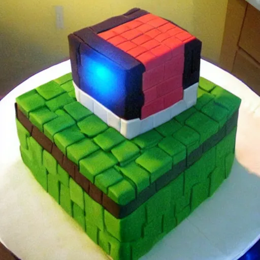 Image similar to minecraft cake, digital art, sunlight,