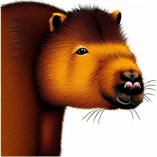 Image similar to funny animal capybara on white background cartoon style, high detail, 5 0 mm, mfs