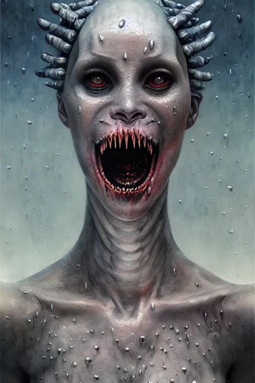 Prompt: pearlescent lilith the mother of all monsters angry, fangs! & claws!!, raining ash, fine art masterpiece, highly detailed dino valls wayne barlowe machiej kuciara, dramatic lighting, long shot, wide angle, uhd 8 k, sharp focus