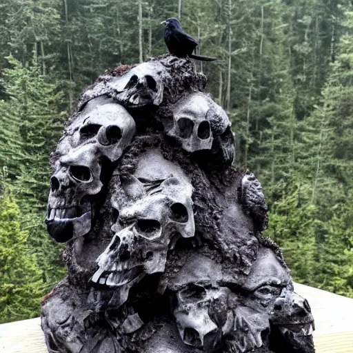 Image similar to dark raven perch on a mountain of skulls