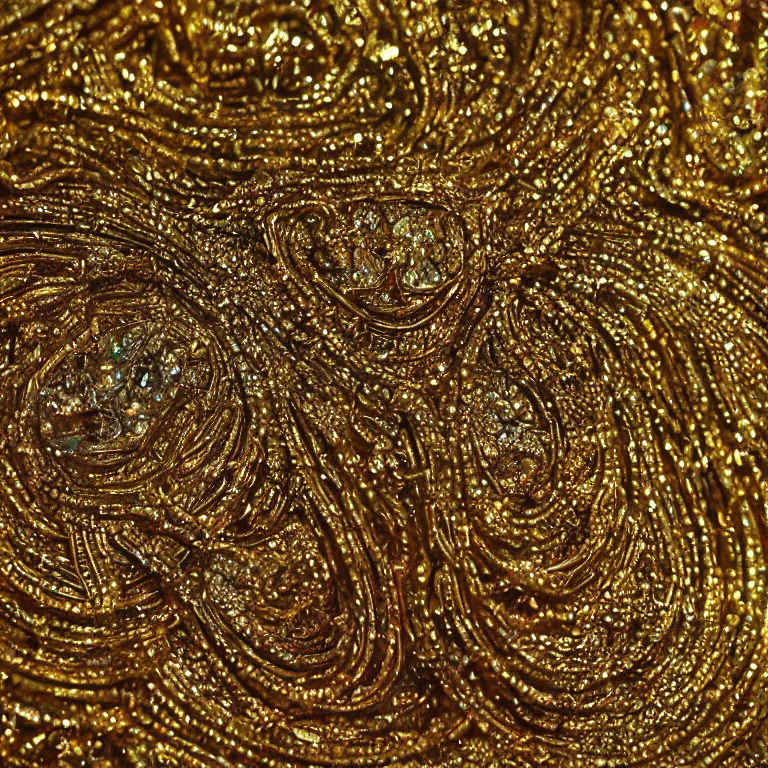 Prompt: a close up beautiful picture of all that glitters is not gold, highly detailed, visual art, 8 k resolution, primitivism